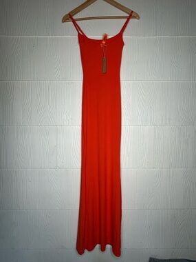 SKIMS Bright Orange Slim Spaghetti-Strap Maxi Dress